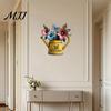 Metal Wall Art Decor Rustic Watering Can Art, Flower Butterfly Welcome Sign, Farmhouse Three Dimensional Ornaments Iron Hanging for Porch Garden Patio