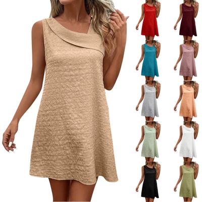 Women's Fashion Casual Sleeveless Dresses Solid Color Dresses Beach Dresses