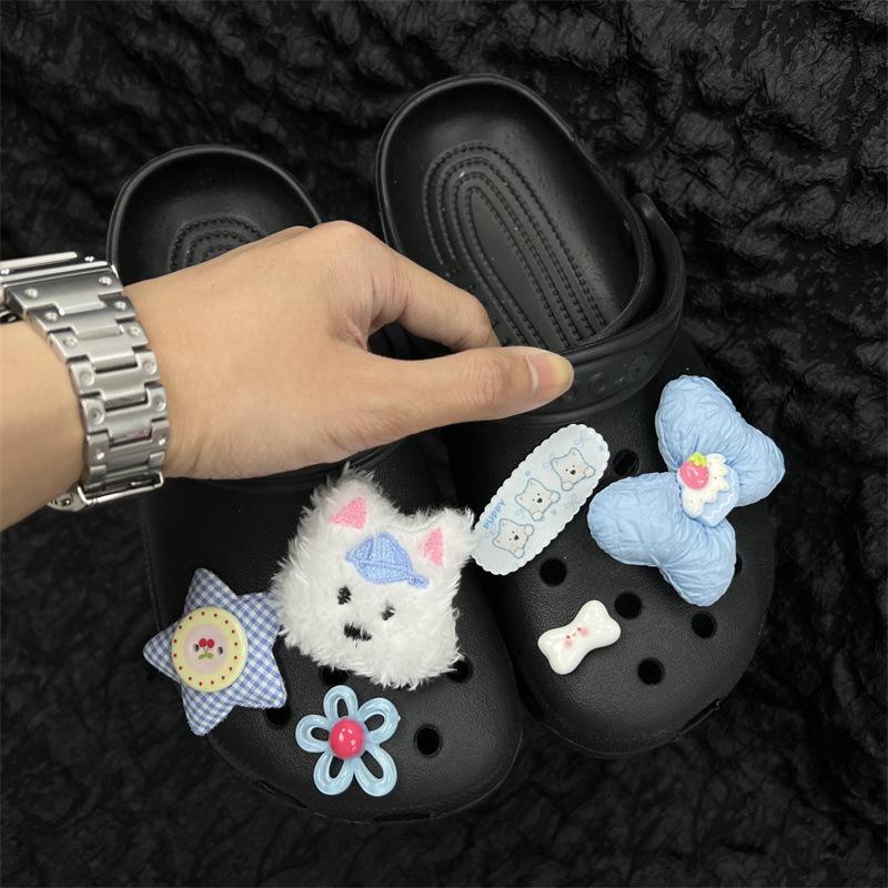 Blue Series, Bow Tie, Pentagram, Perforated Shoe Buckle, Cute Plush Dog Shoe Buckle, Shoe Flower, Summer New Accessories