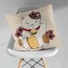 Cute Cartoon Lucky Cat Throw Pillow Case Living Room Sofa Cushion Cover For Home Bedroom Decoration Protector