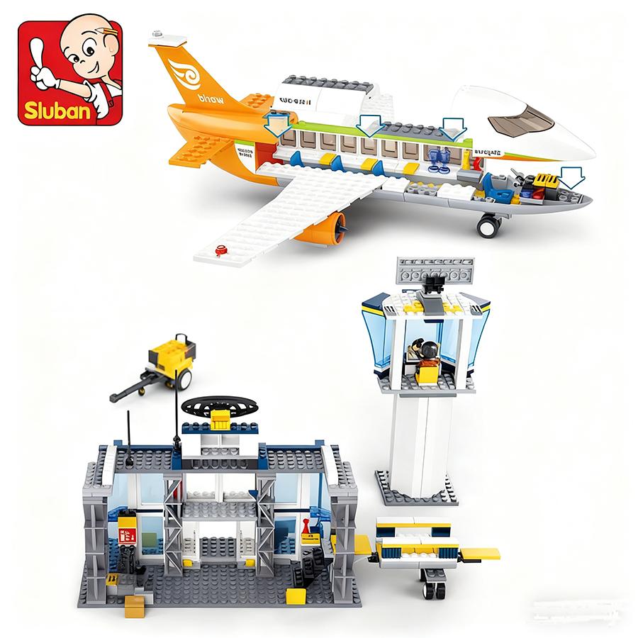 Superior-Grade 678Pcs Superior-Grade Sluban Superior-Grade 0367 Space-Aviation International Urban-District First-Class Plane High-Standard Airport