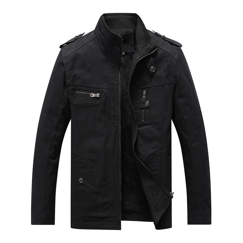 

Осеннее и зимнее мужское плюшевое утолщенное пальто с воротником-стойкой, большая куртка L чёрный