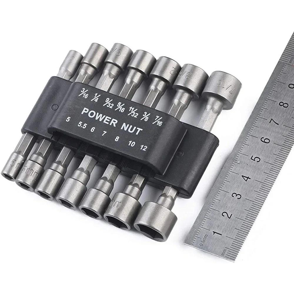 9/14Pcs Hex Socket Nut Driver Set Screwdriver Bits Tool Set 5mm to 12mm Socket Wrench for Mechanics and DIY