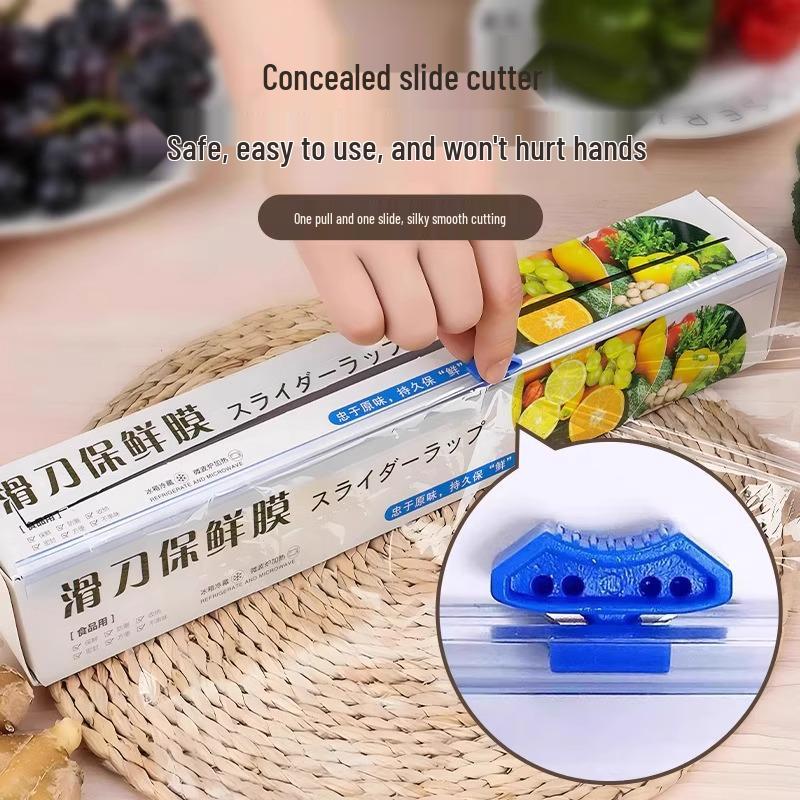 Disposable Slide Cutter PE Cling Film: High-Temp Resistant, Large Roll, Food-Grade Kitchen Wrap