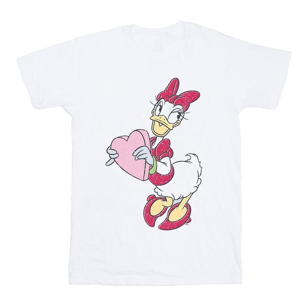 Disney Womens/Ladies Daisy Duck Love Heart Cotton Boyfriend T-Shirt