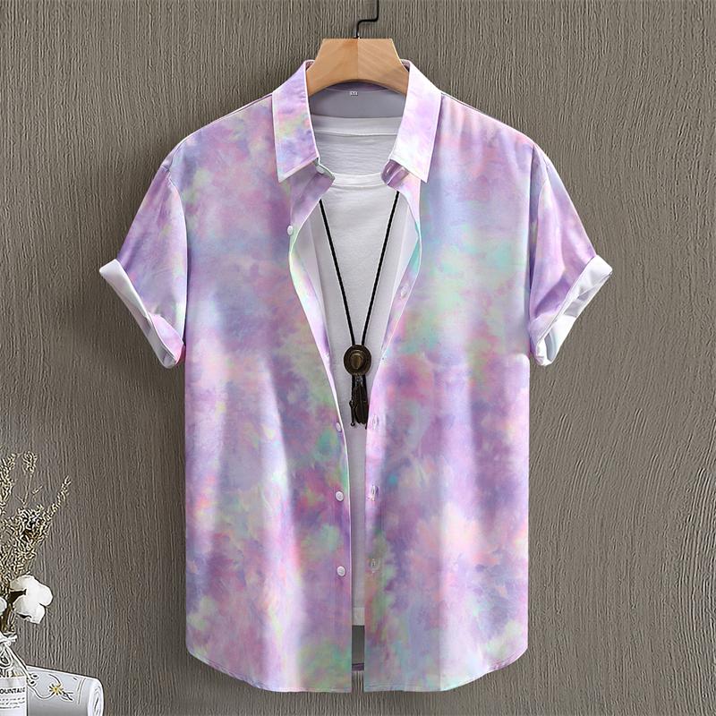 Flower Plants Print Men's Short-sleeved Shirt 3D Print Single-breasted Shirt Fashion Summer Casual Vacation Button Down Blouse