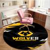 1PC round rug Wolves Football Club Emblem Printed Round Area Rug ,Rug For Home Office, Round Chair Rug, Decorative Carpet Fan gifts Christmas gift