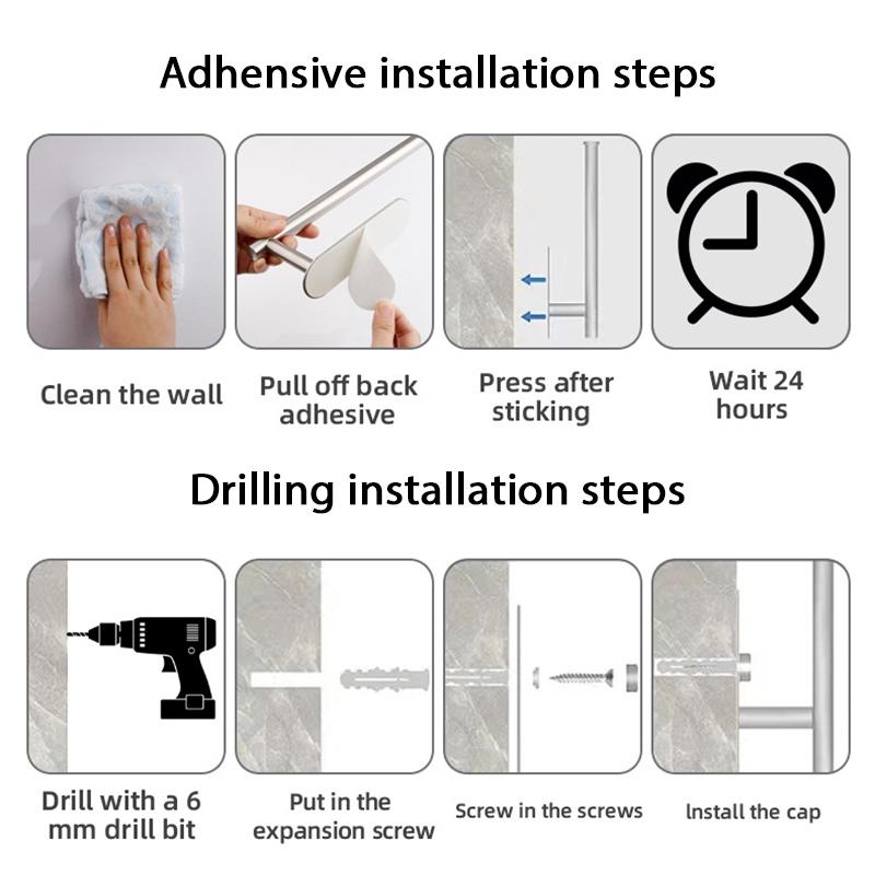 Badezimmer, Küche, Toilettenpapierrollen-Handtuchhalter, einhändig bedienbarer Papierhandtuchhalter, Wandregal mit Dämpfungseffekt für Küchenbefestigung