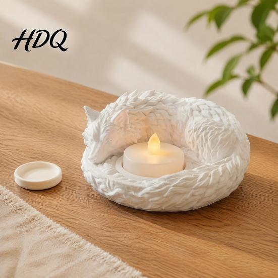 Wolf Candle Holder Shaped Candlestick Holder Matte 3D Print Stand Rustic Tea Light Stand Animal Tealight Candles Ornament for Home Fireplace