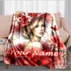 1PC Custom Name Floral Fantasy Portrait flannel blanket versatile,all-season throw suitable for the living room,bedroom,camping,travel,and gift