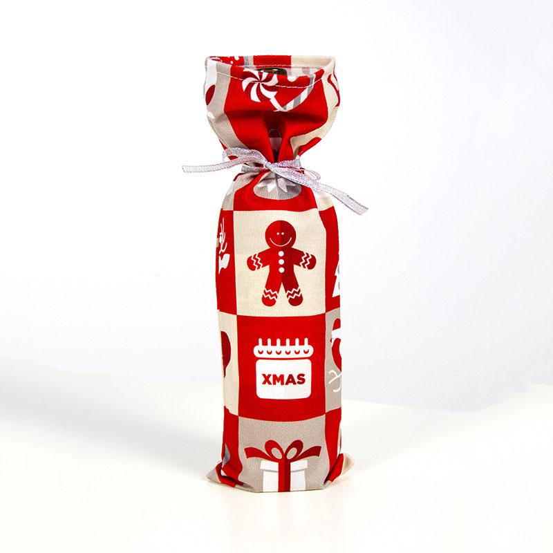 

Xmas Bottle Wine Gift Bags Snowman Santa Claus Christmas Decoration Red Sequins Biscuits