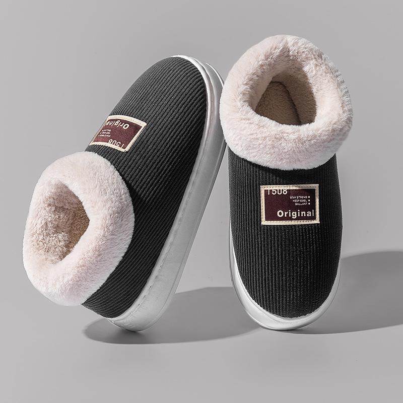 Women's High-Top Cotton Slippers, Winter Non-Slip Indoor/Outdoor, Thick Plush, Full-Wrap, Casual Warm Shoes