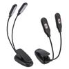 LED Desk Lamp Double Headed USB Rechargeable Clip Table Lamp for Dormitory Reading Piano Music Score Black