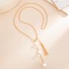 Ingemark Trendy Gold Color Imitation Pearls Tassel Necklace Women Sexy Creative Y-Shape Long Sweater Chain Party Jewelry Gifts