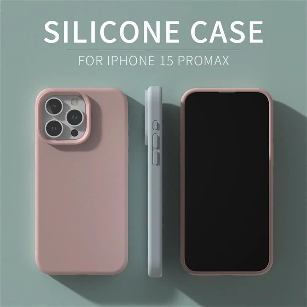 New Liquid Silicone Case For iPhone 17 16 15 14 13 11 Pro Max Soft Cover for iPhone 13 12 Mini X XR XS 8 7 Cases
