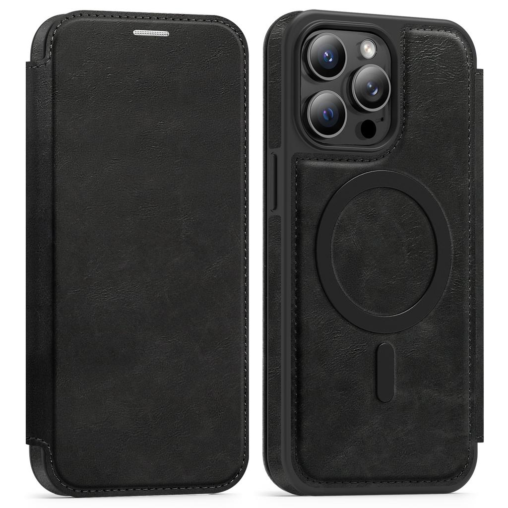 For iPhone 14 Pro Max Case Compatible with MagSafe RFID Blocking Card Holder Leather Phone Cover