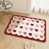 Red Love Bathroom Floor Mat, Toilet Door Foot Mat, High-end Diatom Mud Carpet, Bathroom