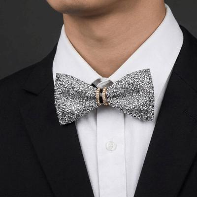 Solid Color Rhinestone Collar Flower Adjustable Men's Suit Accessory Gentleman's Bow Tie  Business