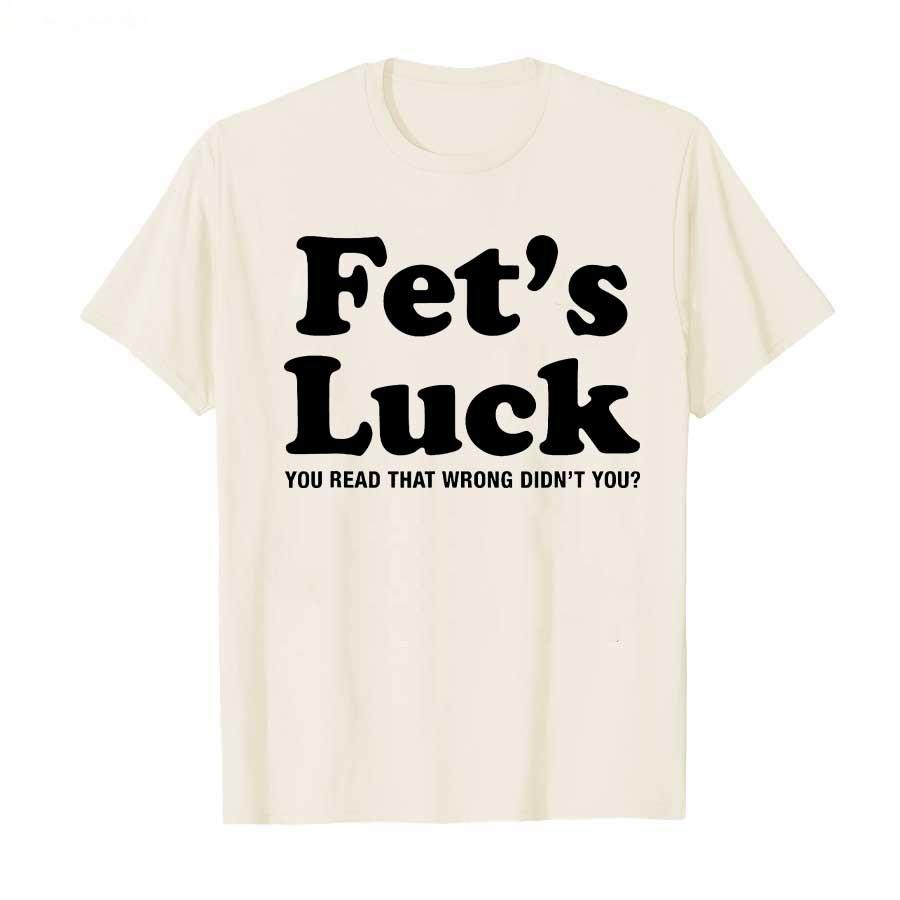 New Mens Springsummer Fets Luck Letter Pattern Printed Cotton Tshirt Fashionable Casual Short Sleeved Round Neck Tshirt