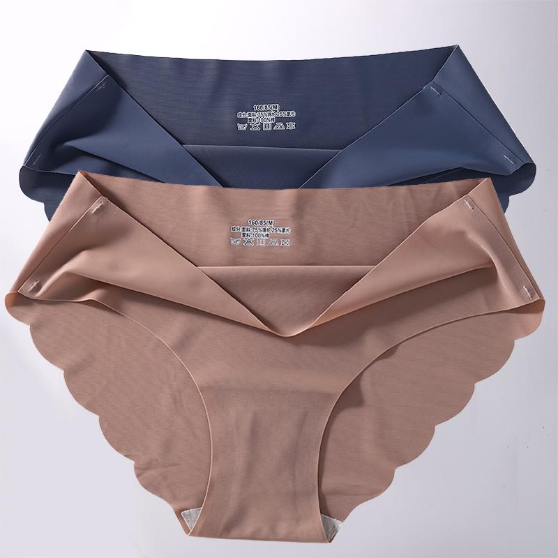 2 Stück/Set M-XL Nahtlose Eis-Seide Sexy Damen Slips Pantys 7 Unifarben Atmungsaktive Pantys Unterwäsche Für Mädchen Dessous