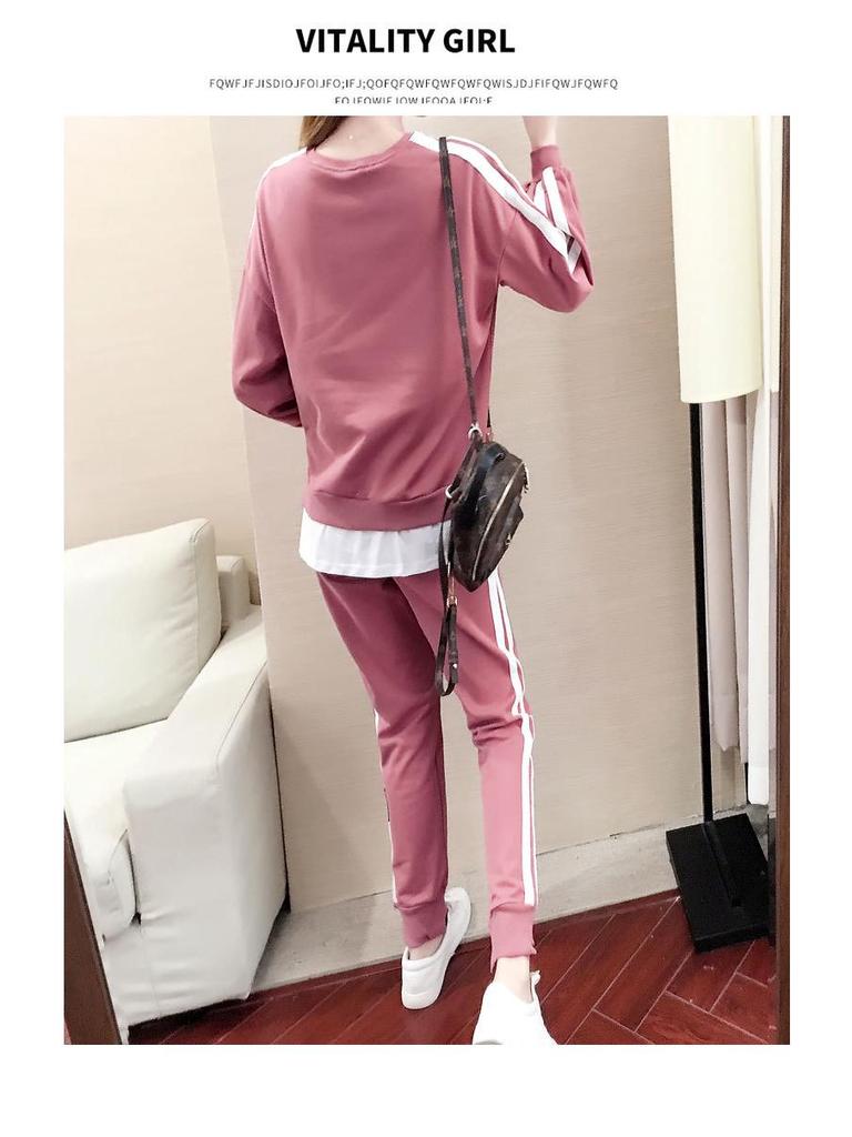 Women's Plus Size European & American Casual Sportswear Set - Autumn/Winter Long Sleeve Sweatshirt Two-Piece Set.