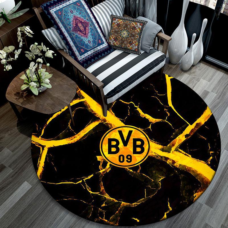 Borussia Dortmund2,Runder Teppich,Teppich für Wohnzimmer Schlafzimmer Sofa Spielzimmer Dekor,Rutschfeste Bodenmatte