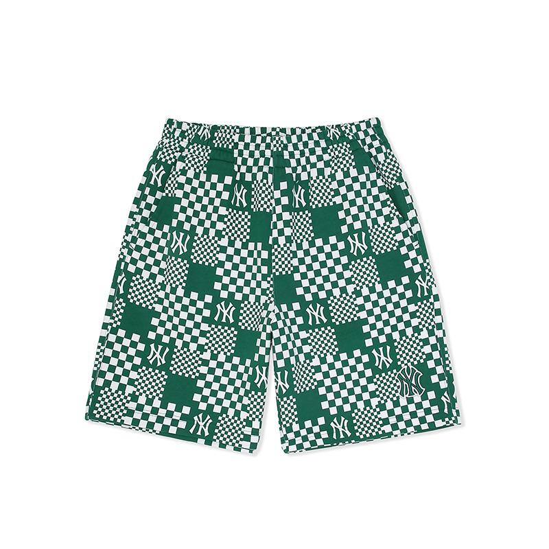 MLB Checkerboard New York Yankees Casual Shorts Unisex Hemp Green 3ASPECE33- S