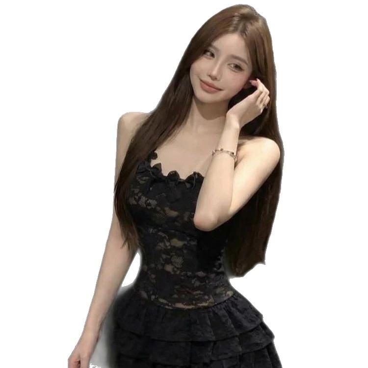 Summer new pure lace bow neck vest women's backless design slim-fitting versatile top