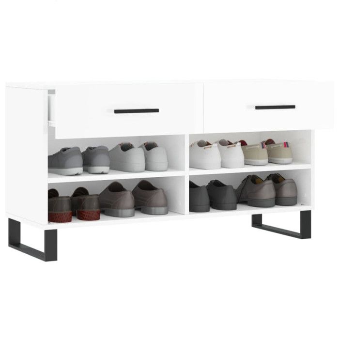 VidaXL Banc à Chaussures, Armoire à Chaussures avec 4 Étagères et Pieds, Meuble à Chaussures avec 2 Tiroirs Salon, Moderne, 829766