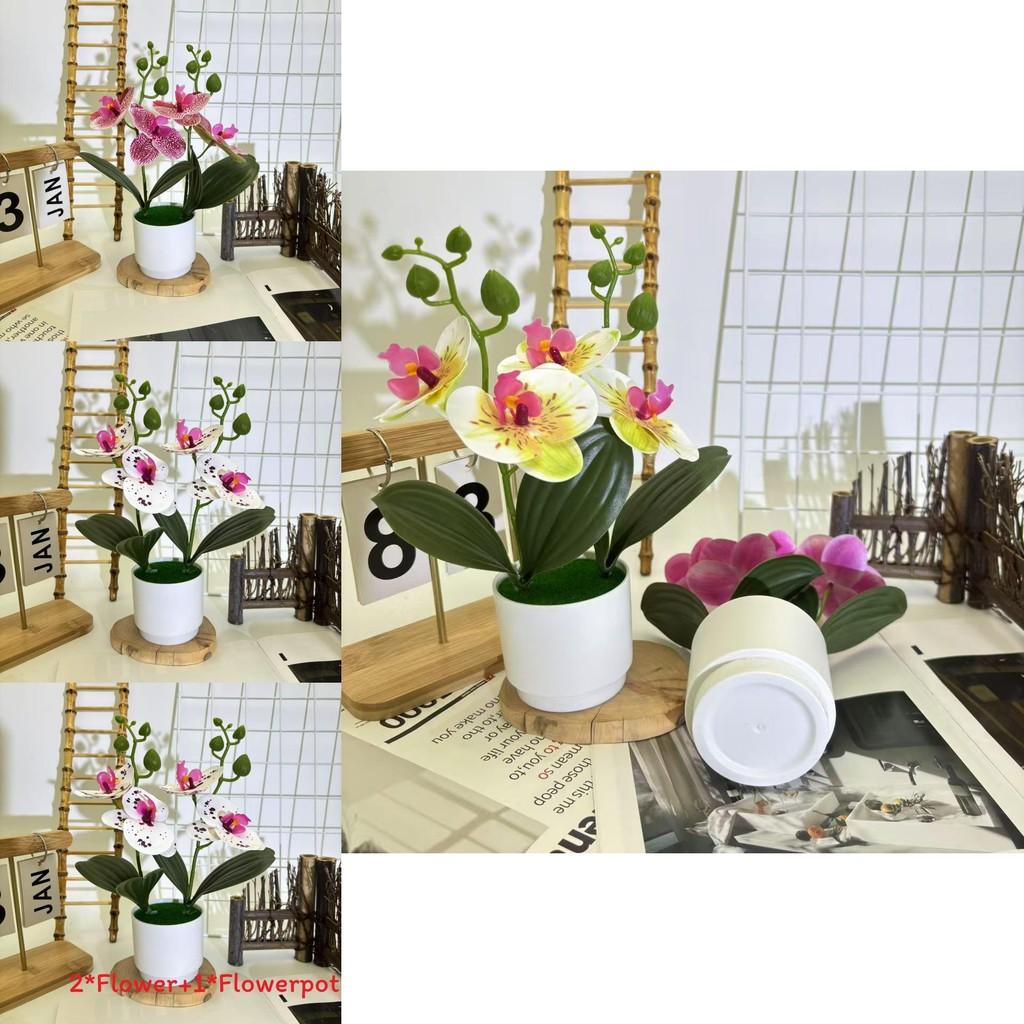 Butterfly Orchid Faux Flower Vase Decor With Plastic Material For Home And Garden Display