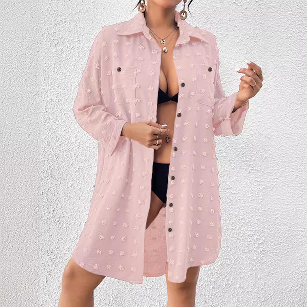 

GMXIA Женская шифоновая жаккардовая рубашка с большим меховым шаром, свободный повседневный кардиган XL розовый