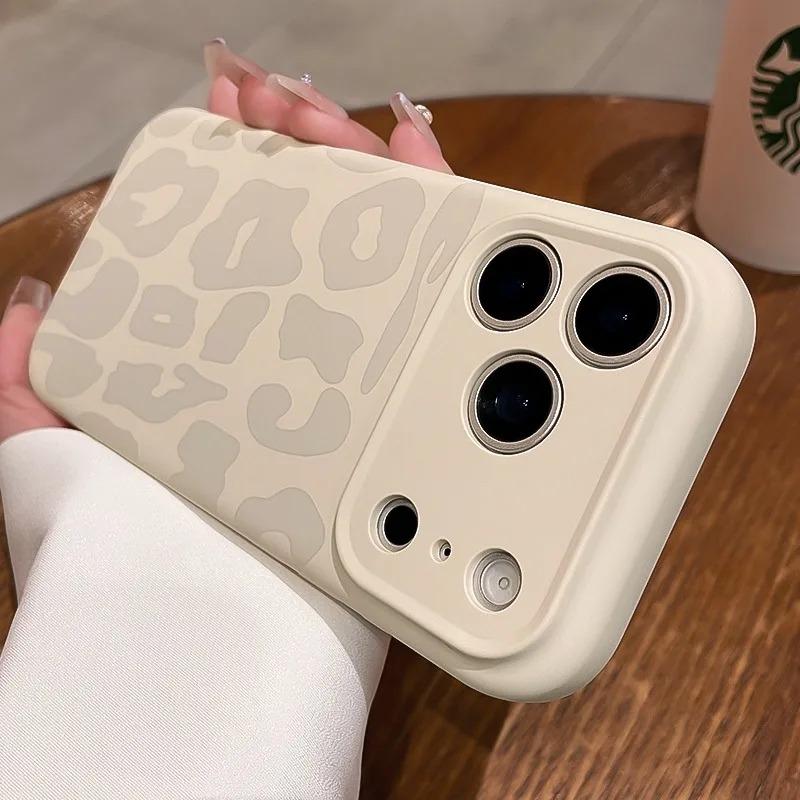 Official Liquid Silicone Leopard Pattern Phone Case For iPhone 17 16 Pro Max 17Pro Air Camera Protection Shockproof Soft Cover