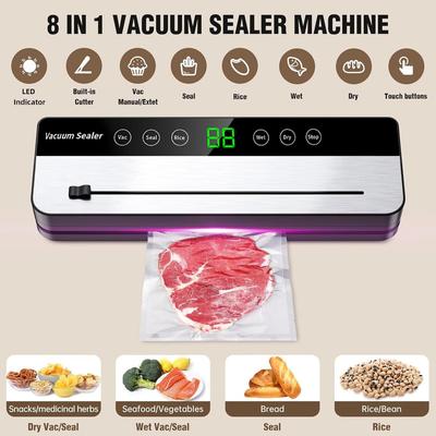 FKJ-2600 Vacuum Sealer Machine Dry&Moist Modes Precision 8-in-1 Household Food Preservation System with Build In Cutter with 20 Food Sealer Bags