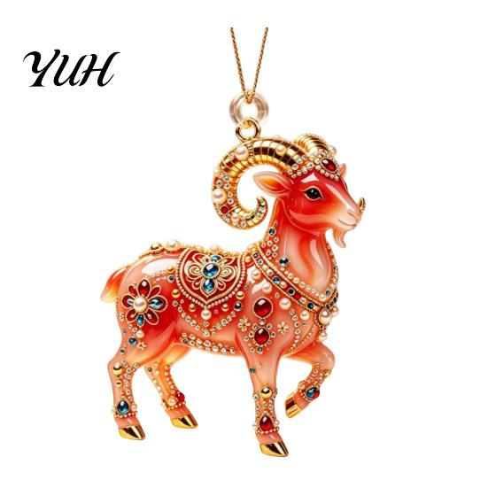Decorative Wall Pendant 2D Sheep Hanging Ornament, Acrylic Pendant, Cute Animal Ornament New Year Decoration for Christmas Tree, Mantel, Car Interior