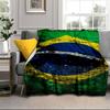 Brazilian Flag Artwork Blanket Flannel Blanket for Bed, Sofa, Camping, Hiking, Picnic Essentials, Gift for Family Fan Gifts