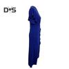 Women Summer O Neck Short Sleeve Gown Dress High Waist Side Ruffle Decor Split Hem Slim Fit Hip Wrapped Evening Party Dress