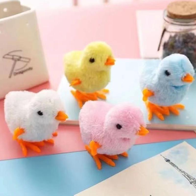 Pet Cat Toys Jumping Walking Cartoon Plush Chicken Clockwork Cat Interative Toy