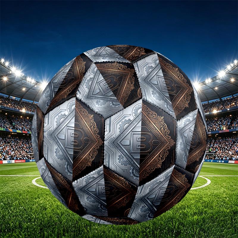 Borussia Monchengladbach Print Size 5 Soccer Ball, PU Wear Resistant Football for Match Training and Daily Practice, Birthday Gift for Soccer Fans