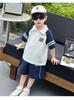 New handsome polo shirt short sleeved two-piece set for boys' summer sports suit, stylish boys' summer suit