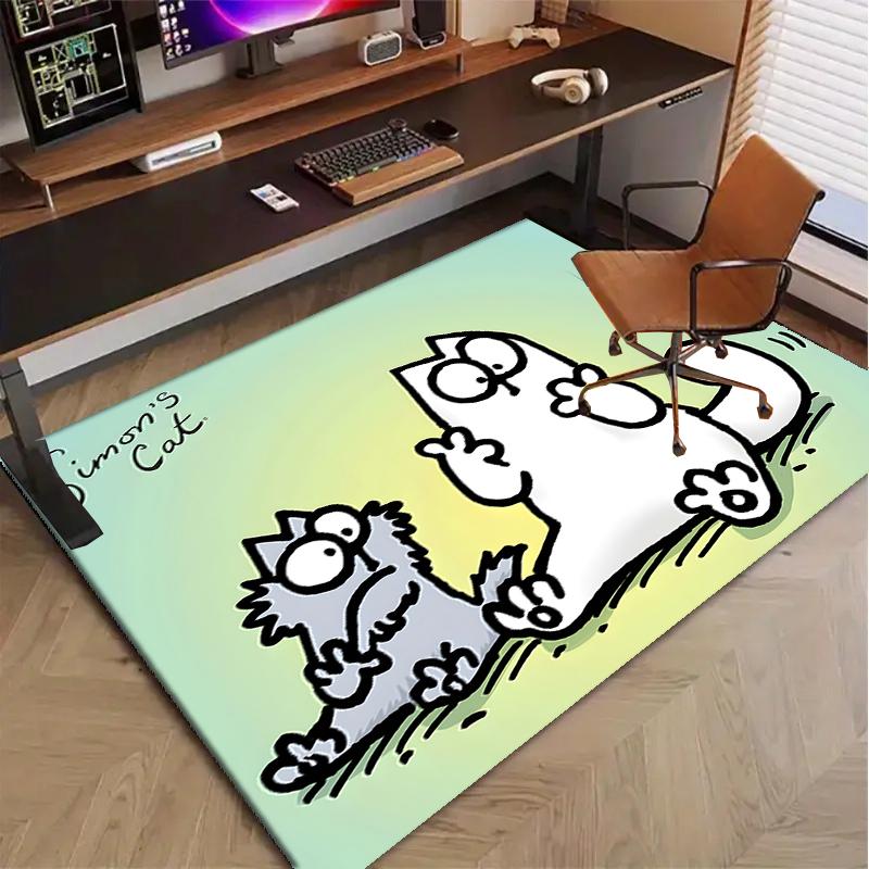 Simon's cat Polyester Carpet, Soft Indoor Mat for Office Chair, Living Room, Computer Desk - Decorative Home Office Rug Design