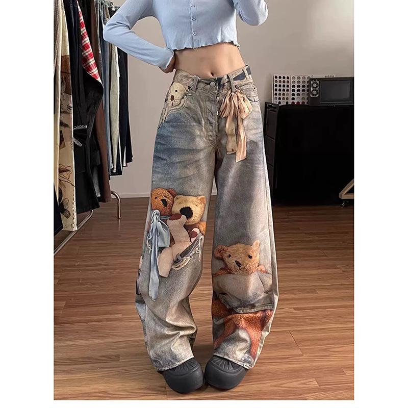 Women Straight Leg Denim Jeans Casual