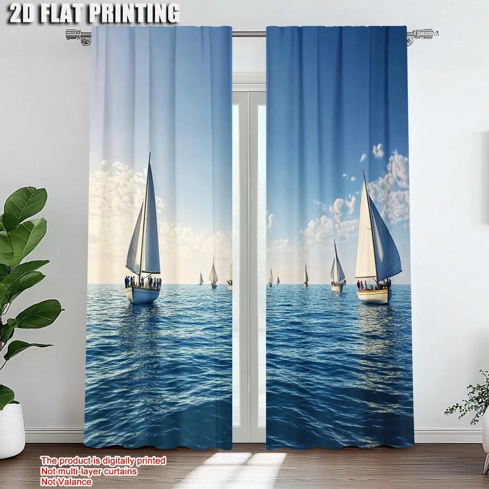 2pc    Window Curtains Art sailing Protecting Privacy Holiday Decorations Use for Indoor Celebrations   Room Decor