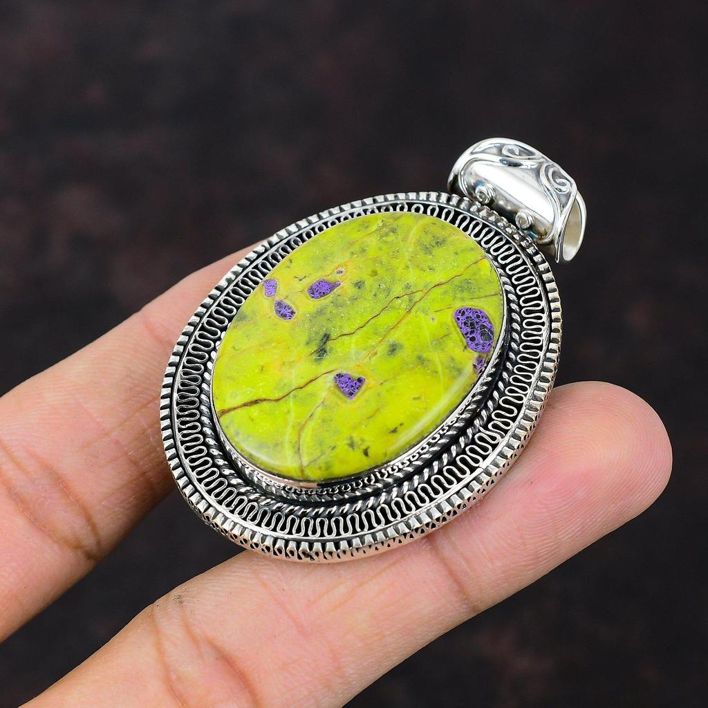 Stichtite Gemstone Pendant 925 Sterling Silver Pendant Stichtite Jewelry Handmade Pendant Vintage Pendant Engagement Gift Statement Jewelry