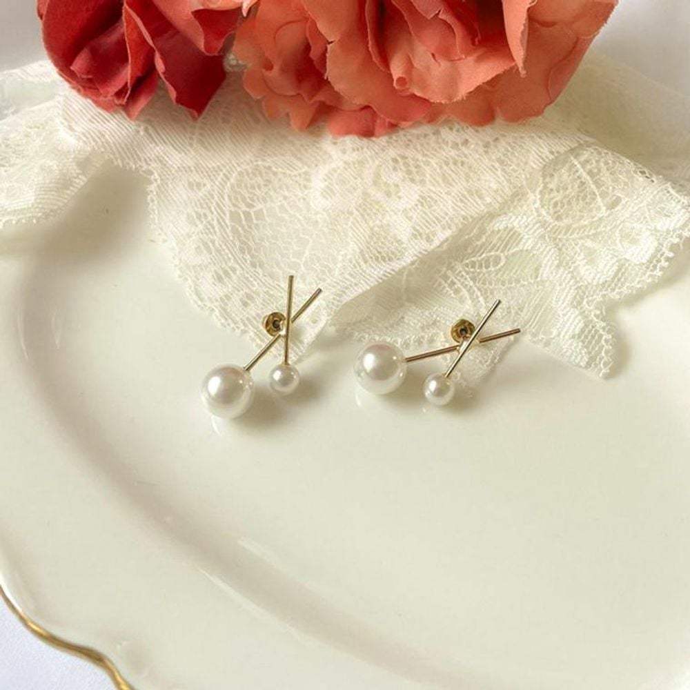 

Pearl Earrings Double Cross Styling Women s Accessories