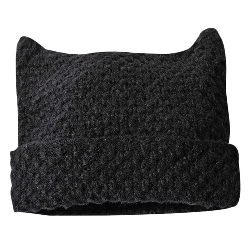 Crochet Knitted Hat Devil Horn Hat Beanie Skullies Beanie Winter Warm Funny Hat Halloween Party Cosplay Party Favors