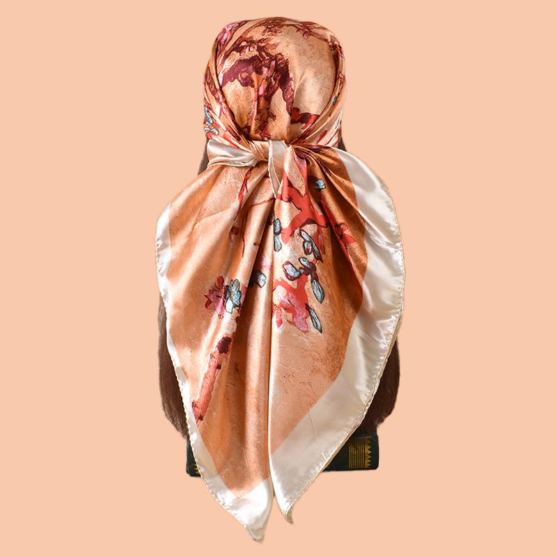 1PC Women's Beach Accessory Fashion Satin Square Scarf 90*90inch Multi-use Headscarf Party Use Versatile Hair Towel
