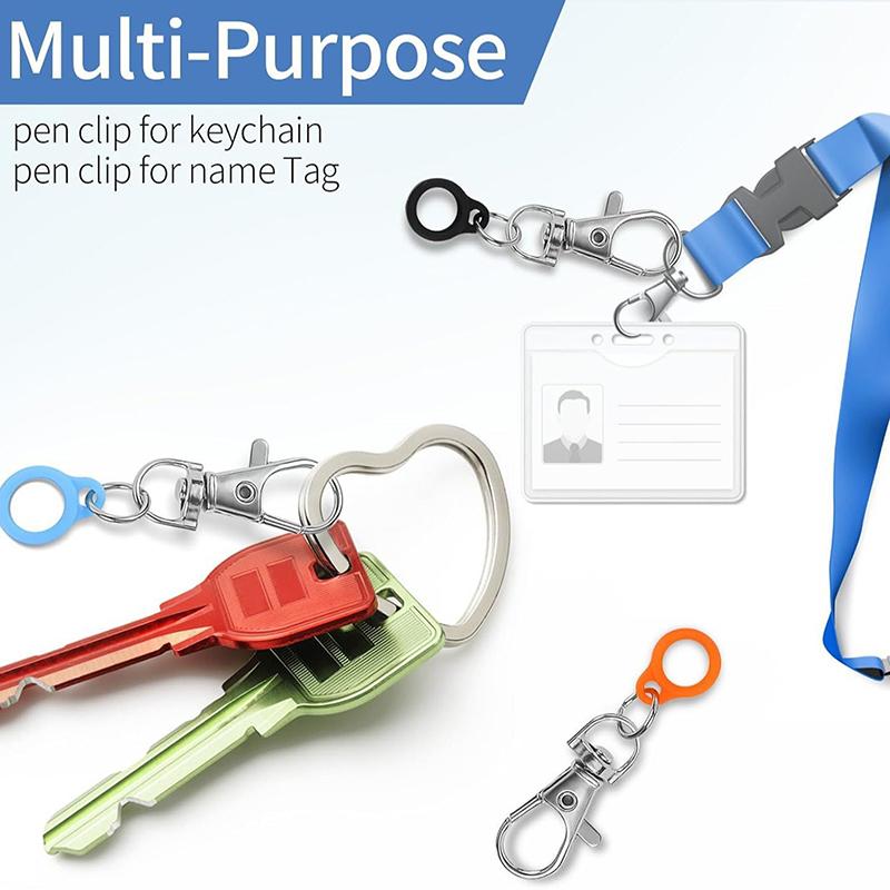 7/6/12Pcs Silicone Anti-Lost Adjustable Rings Pen Holder With Clips For Lanyard Nurses And Doctor Pen Clips Haning