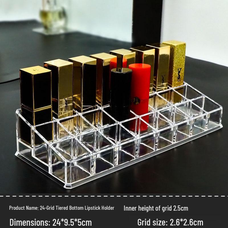 Clear 24-Compartment Lipstick and Balm Display Stand