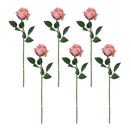 6 Pcs Artificial Rose Flowers Faux Rose Blooms with Long Stems Realistic Long-lasting Fake Roses for Wedding Home Decoration