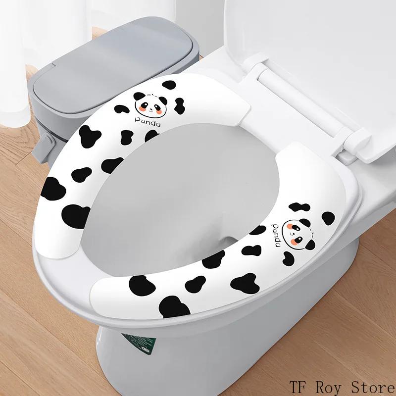 

Наклейка на унитаз с изображением панды, многоразовый моющийся коврик для унитаза, липкая накладка на сиденье для ванной комнаты, чехол для сиденья, универсальный белый
